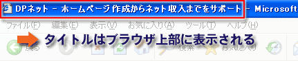 タイトルはブラウザ上部に表示される。